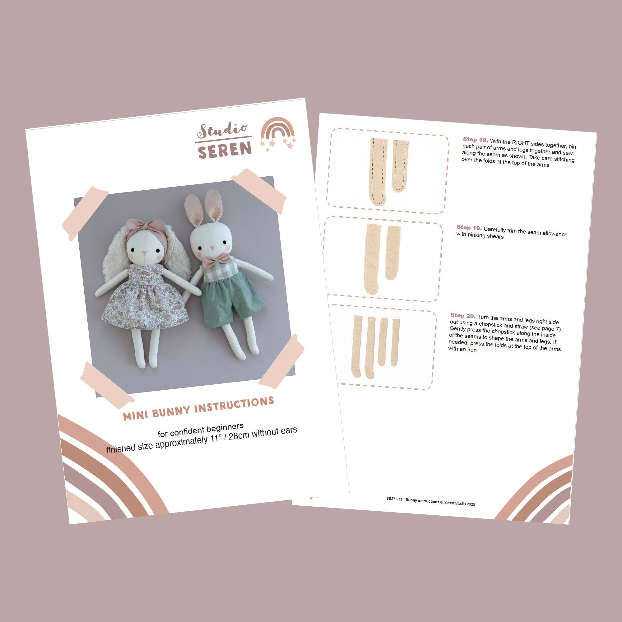 Mini bunny sewing pattern – Studio Seren