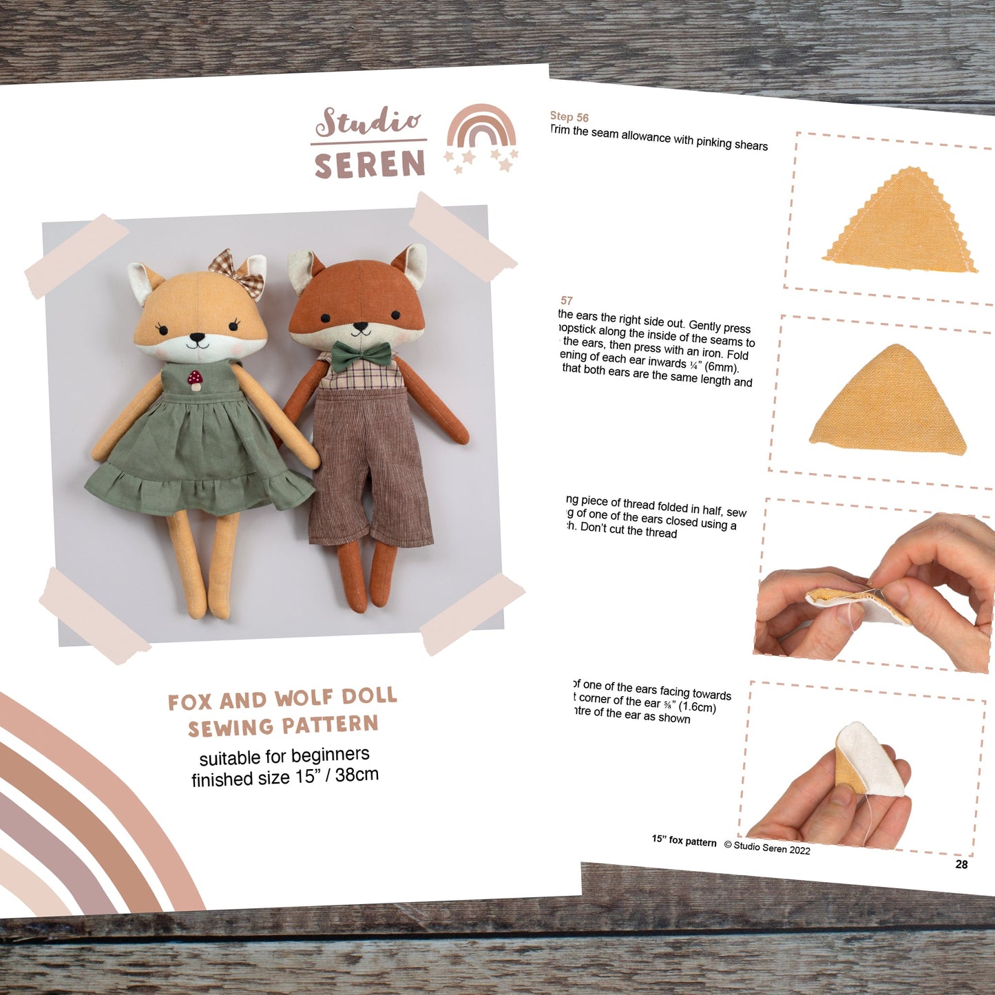 SEWING PATTERN - Sew Stuffed Animal Soft Toy - Kawaii Fox Wolf Bear Bunny -  8188