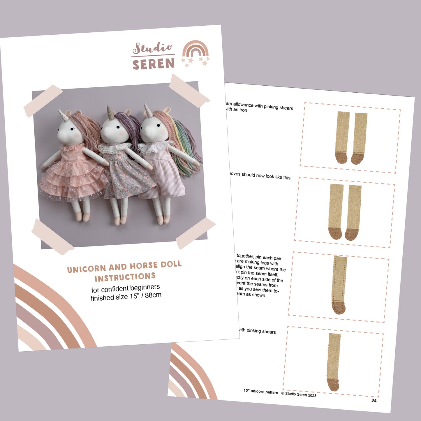 Unicorn and horse sewing pattern - Studio Seren